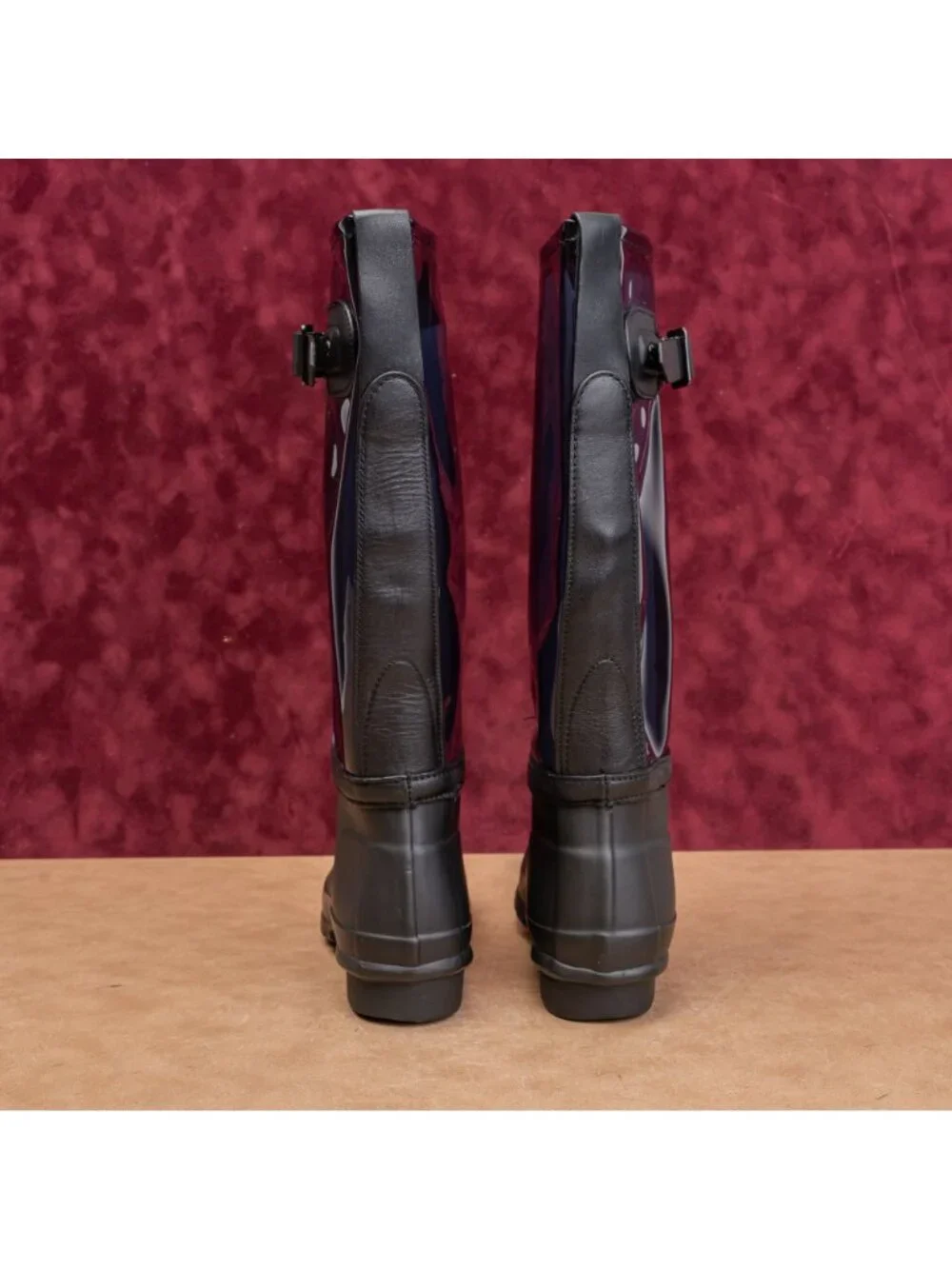 Hunter Unisex Original Clear Black Festival Party Wellies Rain Boots sz 5.5M 6F